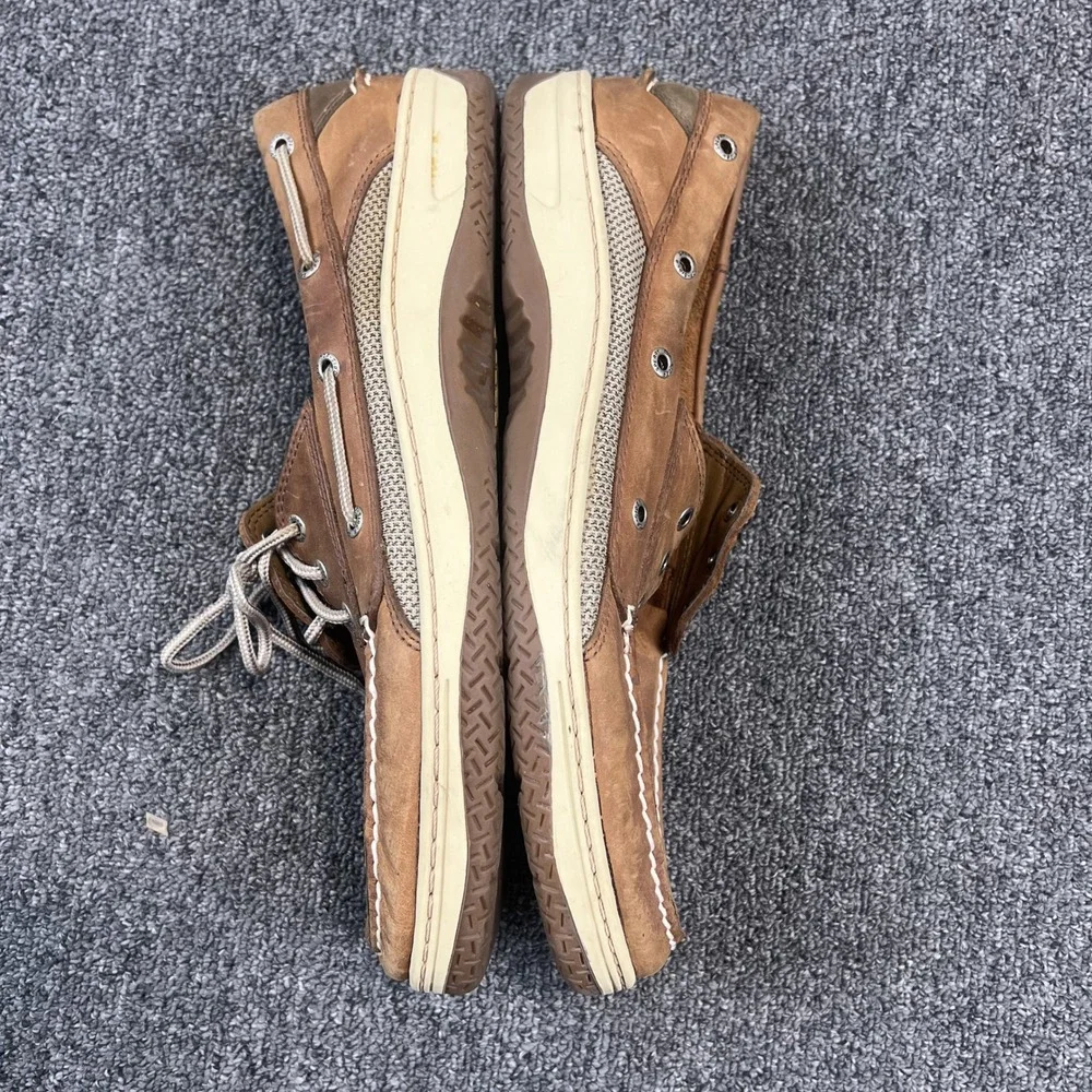 Sperry Top-Sider Billfish Boat Shoes 13M Brown Tan Leather Mesh Nautical Preppy